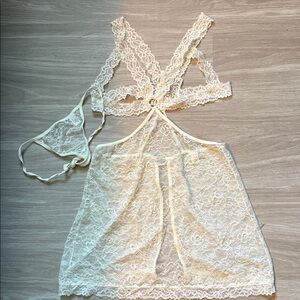 Frederick's of Hollywood Lace Chemise in Cream